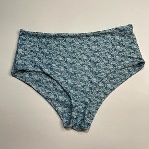 Flattering Blue and White High Waisted Bikini Bottom